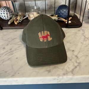 Olive Green Cap with Red Logo weaver leather